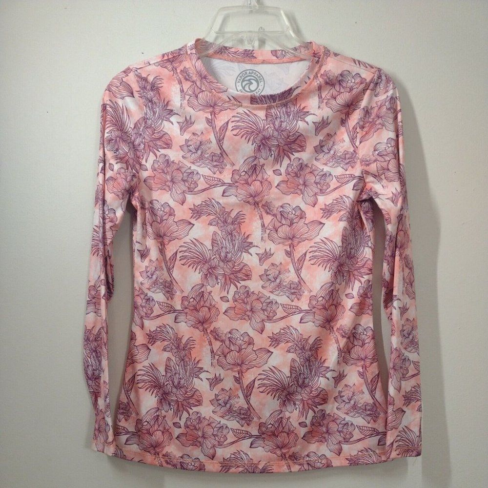 Vapor Apparel - Pink Floral Long Sleeve Fitness Top - UPF Sun Protection